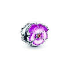 Pandora Moments Silver & Pink Pansy Flower Charm