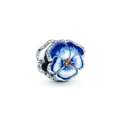 Pandora Moments Silver & Blue Pansy Flower Charm