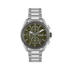 BOSS Watches Volane Chronograph Steel & Khaki Dial 44MM Men's Watch