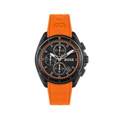 BOSS Watches Volane Chronograph Steel & Orange Rubber 44MM Men's Watch