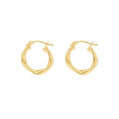 9CT Gold Twisted Square Creole Hoop Earrings