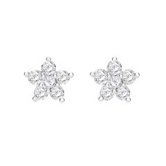 Sterling Silver Sparkle Flower Stud Earrings
