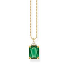 Thomas Sabo Octagon-Cut Green Sparkle Gold Pendant Necklace