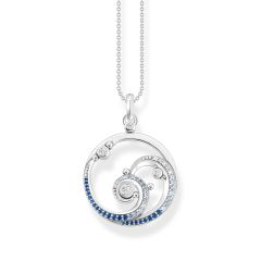 Thomas Sabo Wave White & Blue Stones Silver Pendant Necklace