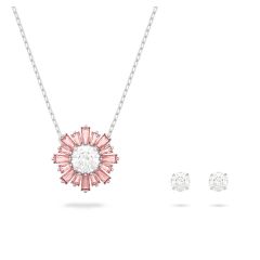 Swarovski Sunshine Pink & Rhodium-Plated Necklace & Earrings Gift Set