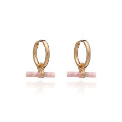 Rachel Jackson Mini Rose T-Bar Gold Huggie Hoop Earrings