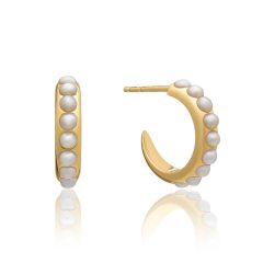 Rachel Jackson Tapered Studded Pearl & Gold Hoop Earrings
