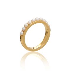 Rachel Jackson Studded Pearl & Gold Stacking Ring
