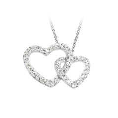 Sterling Silver Entwined Hearts & Sparkle Necklace