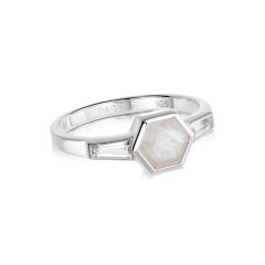 Daisy Beloved Moonstone Sterling Silver Hexagon Ring