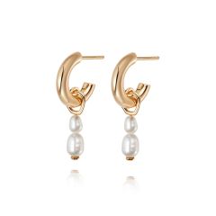 Daisy Treasures Double Pearl 18CT Gold-Plated Hoop Earrings