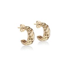 9CT Yellow-Gold Chunky Twist Half Hoop Earrings