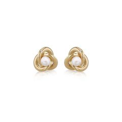 9CT Yellow-Gold & Pearl Knot Stud Earrings