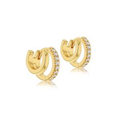 Yellow-Gold Plated Sparkle Double Cuff Earrings