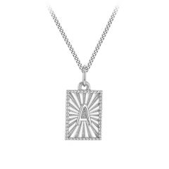 Sunray Letter A Sterling Silver Pendant Necklace