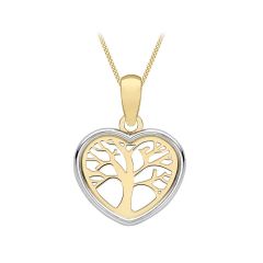 9CT Yellow & White Gold Tree of Life Pendant Necklace