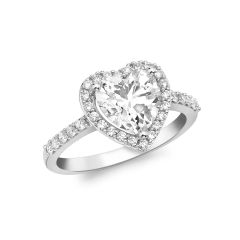 9CT White-Gold Sparkle Heart Halo Ring