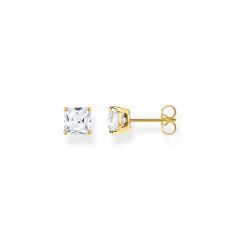 Thomas Sabo Square-Cut White Stone Gold Stud Earrings
