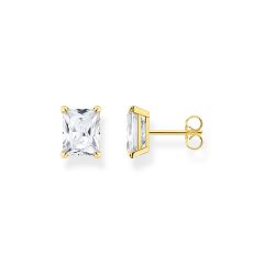 Thomas Sabo Octagon-Cut White Stone Gold Stud Earrings