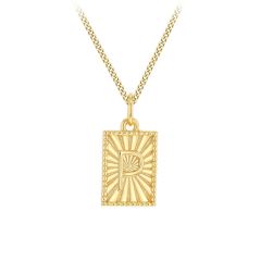 Sunray Letter P Gold-Plated Silver Pendant Necklace