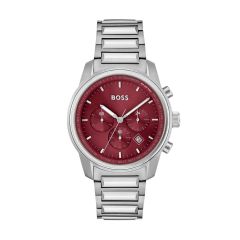 BOSS Watches Trace Sport Steel & Red Dial 44MM Chronograph Watch