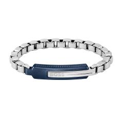 BOSS Jewellery Orlado Blue Steel Men's Chain Bracelet