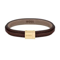 BOSS Jewellery Grover Brown Leather Men&rsquo;s Bracelet