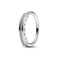 Pandora Signature I-D Sterling Silver Pave Ring