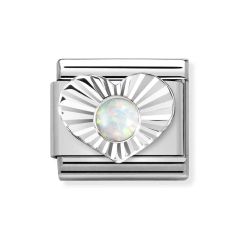 Nomination Composable Classic White Opal & Steel Heart Charm