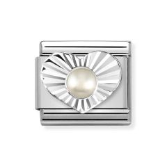 Nomination Composable Classic White Pearl & Steel Heart Charm