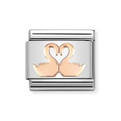 Nomination Composable Classic Steel & Rose-Gold Swans Charm