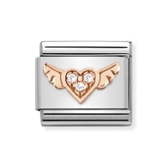 Nomination Composable Classic Steel & Rose-Gold Winged Heart Charm