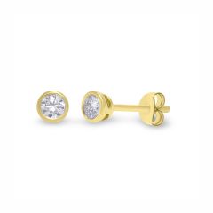 9CT Yellow-Gold Diamond 0.15CT Rubover Stud Earrings
