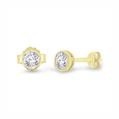 9CT Yellow-Gold Diamond 0.25CT Rubover Stud Earrings