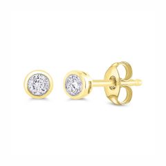 9CT Yellow-Gold Diamond 0.33CT Rubover Stud Earrings