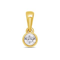 9CT Yellow-Gold Diamond 0.10CT Rubover Pendant Necklace