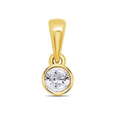 9CT Yellow-Gold Diamond 0.15CT Rubover Pendant Necklace