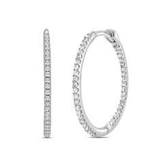 9CT White-Gold Diamond Inside Out Huggie Hoop Earrings