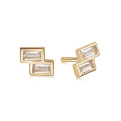Daisy Tetris Sparkle 18CT Gold-Plated Stud Earrings