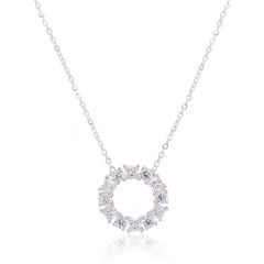 9CT White-Gold Cubic Zirconia Circle Necklace