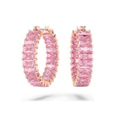 Swarovski Matrix Pink & Rose Gold-Tone Plated Hoop Earrings