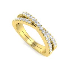 9CT Yellow-Gold Diamond Half-Set Crossover Ring