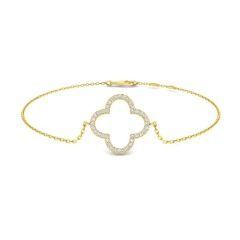 18CT Yellow-Gold & Diamond Clover Chain Bracelet