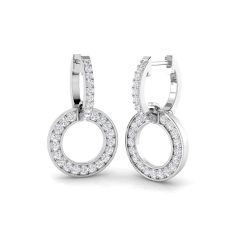 9CT White-Gold Diamond Open Circle Interlocking Hoop Earrings