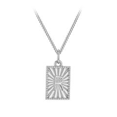 Sunray Letter R Sterling Silver Pendant Necklace