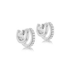 Sterling Silver Sparkle Double Cuff Earrings