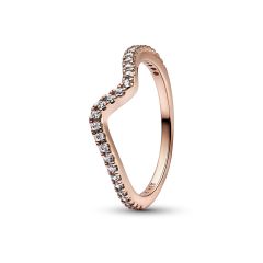 Pandora Sparkling Wave 14K Rose Gold-Plated Ring