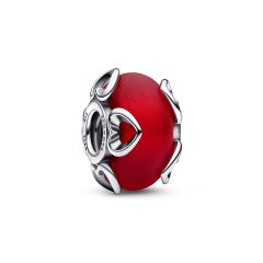 Pandora Moments Frosted Red Murano Glass Hearts Charm