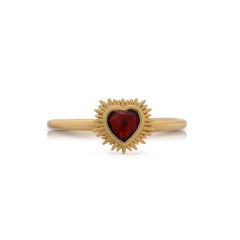 Rachel Jackson Electric Love Gold Mini Garnet Heart Ring