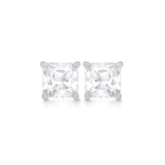 Sterling Silver 5MM Square Sparkle Stud Earrings